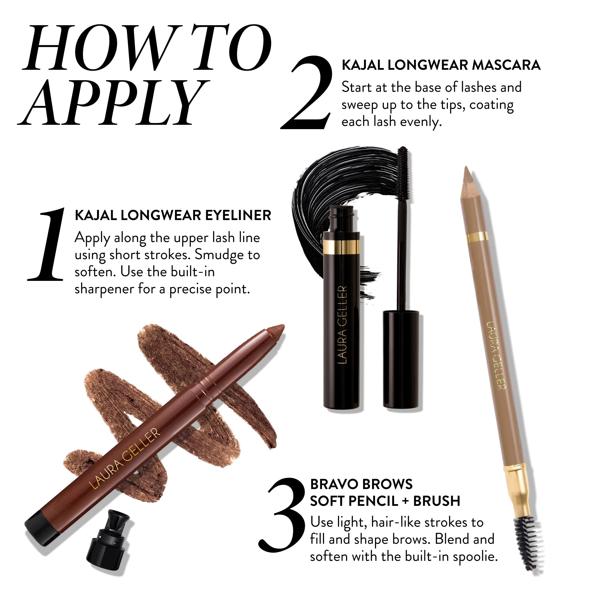 Build Your Own: Laura's 3 E's: Eyeliner. Eyelash & Eyebrows Kit (3PC)